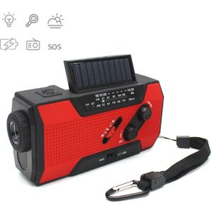 Multifunctional Hand Crank Solar Power LED Flashlight Full Band FM Radio Desk Lamp Alarm  Style:US Version NOAA(Red)