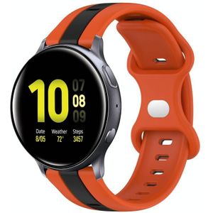 Voor Samsung Galaxy Watch Active 2 40 mm 20 mm vlindergesp tweekleurige siliconen horlogeband (oranje + zwart)