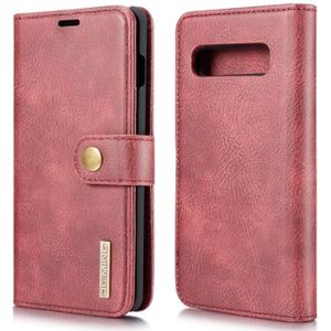 DG.MING Crazy Horse Texture Flip Detachable Magnetic Leather Case for Galaxy S10  with Holder & Card Slots & Wallet (Red)