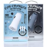 WK WP-C13 2.4A Warpath Dual USB Car Charger with USB to 8 Pin / Micro USB / Type-C Data Cable (White)