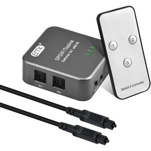 EMK SPDIF/TosLink Digital Optical Audio 3x1 Switcher with IR Controller (Grey)