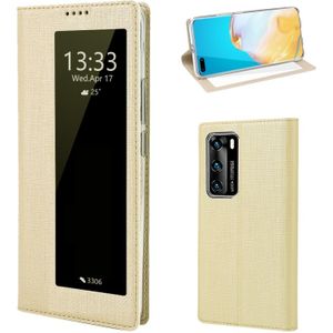 For Huawei P40 ViLi DMX-54 Shockproof TPU + PU Leather View Window Magnetic Attraction Horizontal Flip Protective Case with Card Slots & Holder & Sleep / Wake-up(Champagne Gold)