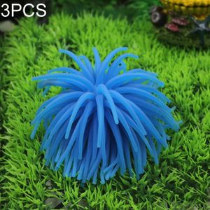 3 PCS Aquarium Articles Decoration TPR Simulation Sea Urchin Ball Coral  Size: S  Diameter: 7cm(Blue)