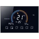 BHT-8000-GC Controlling Water/Gas Boiler Heating Energy-saving and Environmentally-friendly Smart Home Negative Display LCD Screen Round Room Thermostat without WiFi(Black)