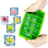 15 Grids DIY Big Ice Cube Mold Square Shape Silicone Ice Tray Fruit Ice Cream Maker(Purple)