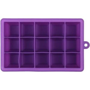 15 Grids DIY Big Ice Cube Mold Square Shape Silicone Ice Tray Fruit Ice Cream Maker(Purple)