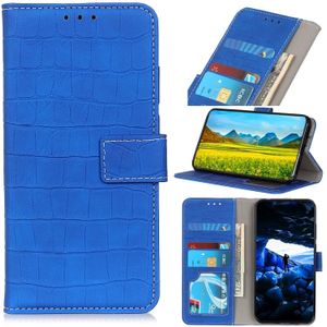 For Galaxy A21s Crocodile Texture Horizontal Flip Leather Case with Holder & Card Slots & Photo Frame & Wallet(Blue)