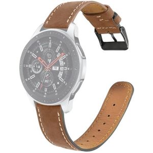 For Samsung Galaxy Watch 3 45mm Round Tail Genuine Leather Replacement Strap Watchband(Brown)