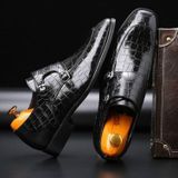 Krokodil patroon Business platte onderkant lederen formele schoenen  grootte: 48 (zwart)