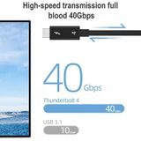 USB-C / TYPE-C MANNELIJKE AAN USB-C / TYPE-C MANNELIJKE MULTI-FUNCTIESOPBEREIKKABEL VOOR THUNDERBOLT 4  KABEL LENTSEN: 0.8M