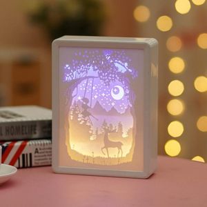 Stereoscopisch papier uitgesneden licht Kerstnachtlampje (Elf Girl)