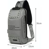 Ozuko 9283 Men Outdoor Anti-theft Chest Bag Rivet Messenger Bag with External USB Charging Port(White)