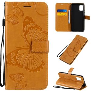 For Samsung Galaxy A51 5G 3D Butterflies Embossing Pattern Horizontal Flip Leather Case with Holder & Card Slot & Wallet(Yellow)