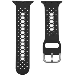 2 PCS Two Color Silicone Porous Watch Bands For Apple Watch  Specification: 38/40mm S(Black+White)