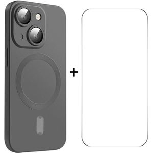 Voor iPhone 15 Plus ENKAY MagSafe Matte TPU-telefoonhoes met lensfilm en schermglasfilm