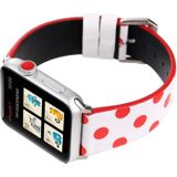 Fashion Wave Dot Series Leather Replacement Watchbands For Apple Watch Series 6 & SE & 5 & 4 44mm / 3 & 2 & 1 42mm(Red Wave Dots On White)