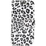 For iPhone 12 Leopard Print Pattern Horizontal Flip Leather Case with Card Slot and Holder(White)