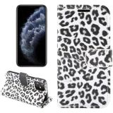 For iPhone 12 Leopard Print Pattern Horizontal Flip Leather Case with Card Slot and Holder(White)