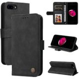 Huid Feel Life Tree Metal Button Horizontale Flip Leren Case met Houder & Card Slot & Portemonnee & Photo Frame & Strap voor iPhone SE 2020 / 8/7 (Zwart)