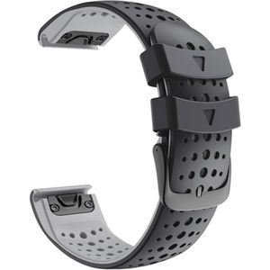 For Garmin Fenix 6 Two-color Silicone Round Hole Quick Release Replacement Strap Watchband(Black Grey)