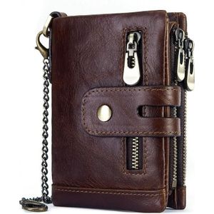 RFID Anti-Theft Swipe Wallet Tri-Fold Multi-Card Slot Crazy Horse Leather Men Leather Wallet(Brown)