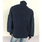 Fashion Thick Thread Turtleneck Knit Sweater (Color:Navy Blue Size:S)
