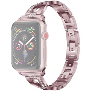 Colorful Diamond Stainless Steel Watchband for Apple Watch Series 5 & 4 40mm / 3 & 2 & 1 38mm(Purple)