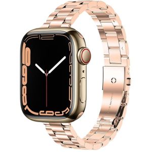 Smalle taille roestvrijstalen horlogeband voor Apple Watch Ultra 49 mm / serie 8 & 7 45 mm / SE 2 & 6 & SE & 5 & 4 44 mm / 3 & 2 & 1 42 mm (rosé goud)