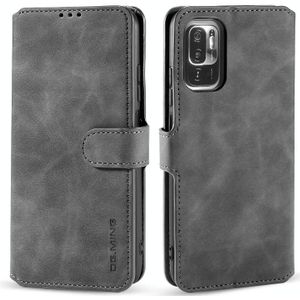 For Xiaomi Redmi Note 10 5G DG.MING Retro Oil Side Horizontal Flip Leather Case with Holder & Card Slots & Wallet(Grey)