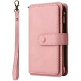 Voor Samsung Galaxy Note10 + Skin Feel PU + TPU Horizontale Flip Lederen Case met Houder & 15 Kaarten Slot & Portemonnee & Rits Pocket & Lanyard (Pink)