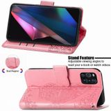 For OPPO Find X3 Pro Butterfly Love Flowers Embossed Horizontal Flip Leather Case with Holder & Card Slots & Wallet & Lanyard(Pink)