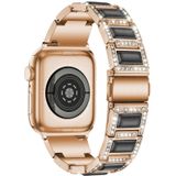 22mm metalen opaal horlogeband voor Apple Watch Series 7 45 mm / 6 & SE & 5 & 4 44mm / 3 & 2 & 1 42mm (Rose Gold + Black)