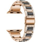 22mm metalen opaal horlogeband voor Apple Watch Series 7 45 mm / 6 & SE & 5 & 4 44mm / 3 & 2 & 1 42mm (Rose Gold + Black)