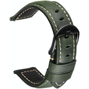 Smart Quick Release Watch Strap Crazy Horse Leather Retro Strap For Samsung Huawei Size: 20mm (Army Green Black Buckle)