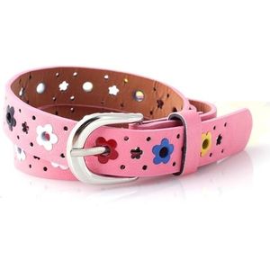 Flowers Pattern Hollow PU Leather Belt for Children(Pink)