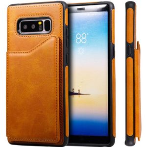 For Galaxy Note 8 Shockproof Calf Texture Protective Case with Holder & Card Slots & Frame(Brown)
