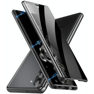 Voor Samsung Galaxy S23 Ultra 5G Privacy Full Cover Magnetisch Metaal Gehard Glas Telefoonhoes (Zwart)