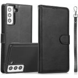 For Samsung Galaxy S21 5G Calf Texture 2 in 1 Detachable Magnetic Back Cover Horizontal Flip Leather Case with Holder & Card Slots & Wallet & Photo Frame(Black)