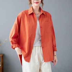 Effen kleur losse casual shirt (kleur: oranje grootte: m)