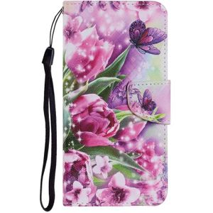 For Samsung Galaxy S10 Plus Coloured Drawing Pattern Horizontal Flip PU Leather Case with Holder & Card Slots & Wallet & Lanyard(Rose Butterfly)