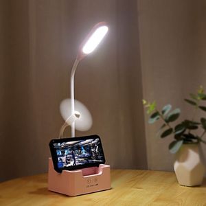 Student USB opladen Bedroom Touch LED Eye Protection multifunctionele creatieve bureaulamp  stijl: met ventilator (roze)