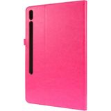 For Samsung Galaxy Tab S7+ T970/T976B 2-Folding Business Horizontal Flip PU Leather Case with Card Slots & Holder(RoseRed)
