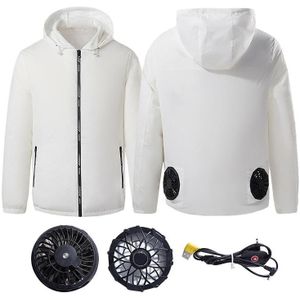 Outdoor Cooling Sun Protection Work Clothes with Fan  Size:L(White)