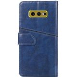 Voor Samsung Galaxy S10e Geometrische stiksels horizontale flip TPU + PU lederen hoes met Holder & Card Slots & Wallet(Blauw)