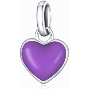 S925 Sterling Silver Heart Pendant DIY Bracelet Necklace Accessories(Purple)