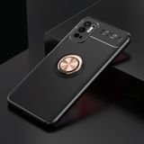 For Xiaomi Redmi Note10 5G Metal Ring Holder 360 Degree Rotating TPU Case(Black+Rose Gold)