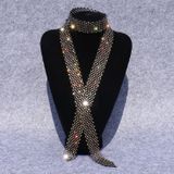 Gouden diamant op zwarte vrouwen lovertjes Rhinestone Bow tie Dance Costume accessoires