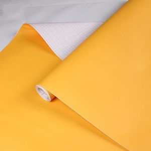 5 PCS 60cm x 1m  Self-Adhesive Plain Wallpaper PVC Thickened With Glue Solid Color Children Kindergarten Stickers(Yellow Y808)