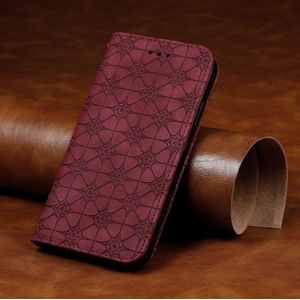 Voor Huawei P Smart Z/Y9 Pime(2019) Lucky Flowers Embossing Pattern Magnetic Horizontal Flip Leather Case with Holder & Card Slots(Wine Red)