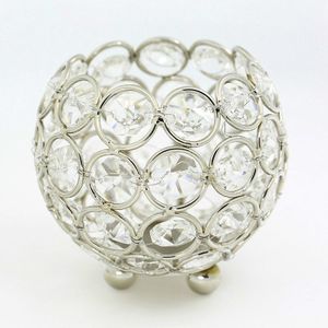 Crystal Ball Candlestick Vase Road Lead Ball Type Candlestick Wedding Candlestick Decoration  Size:100mm(Silver )